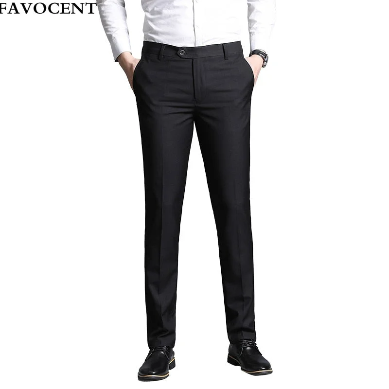 Huiketi Men Suit Pants Summer Men Dress Pants Straight Business Office Trousers Mens Formal Pants Classic Male Black Dress Trousers