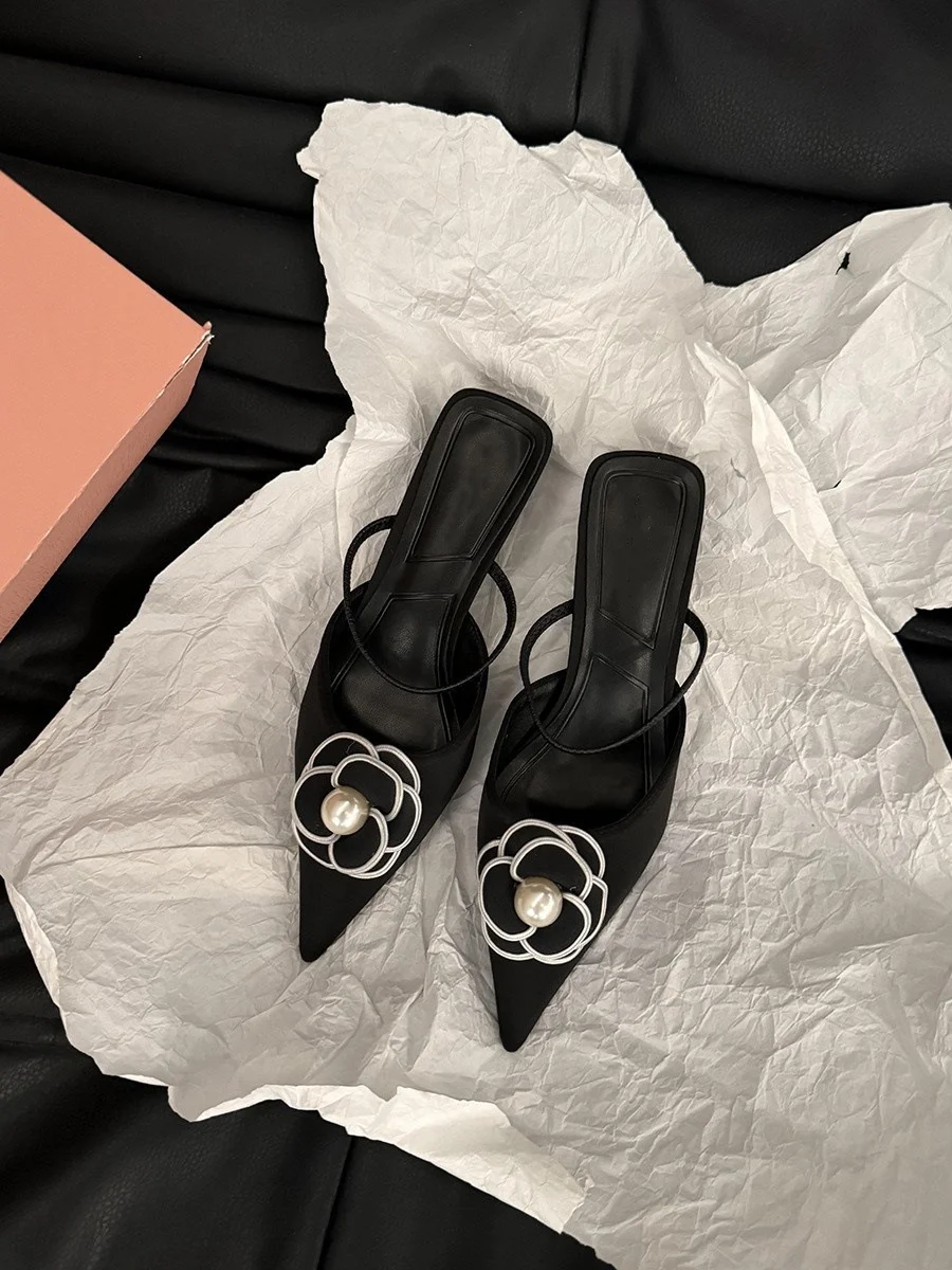 Breakj Breakj Fragrant High-Heeled French Bag Head Half Slippers Fairy Shoes Wear 2025 New Summer Temperament Pointy Single Shoes