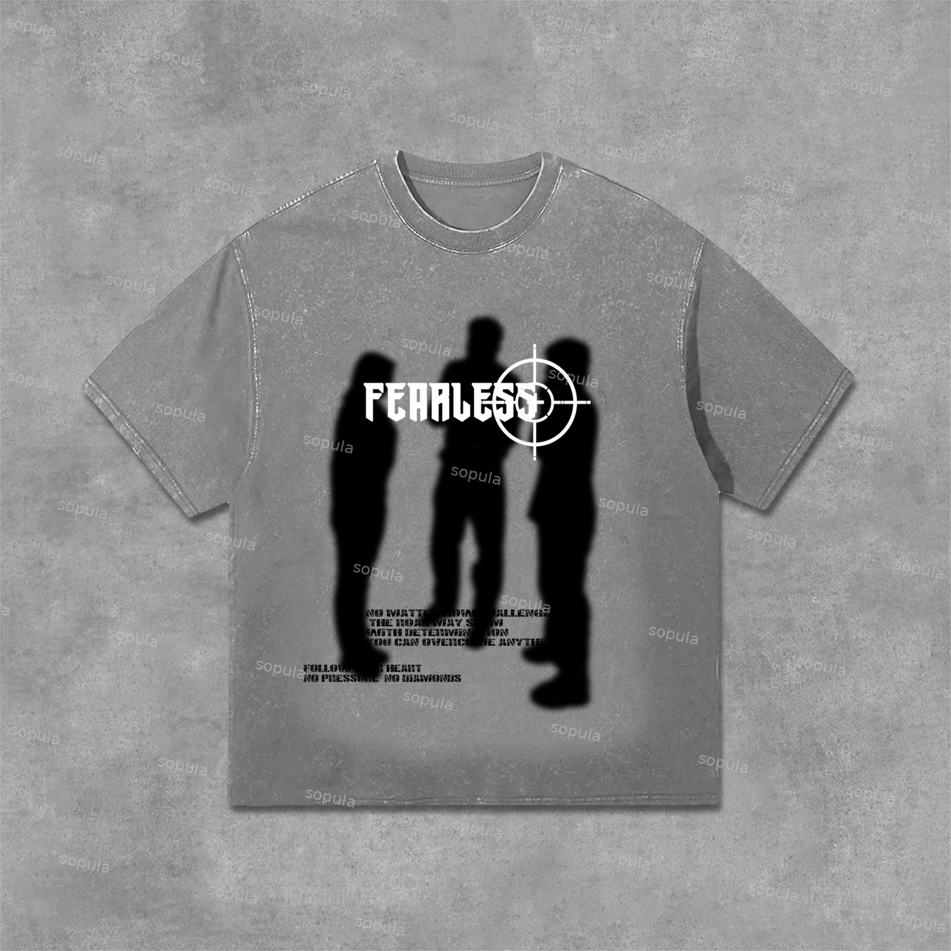 Sopula Fearless Blurred Street Portrait Graphic Print Acid Washed T-Shirt - SOPULA