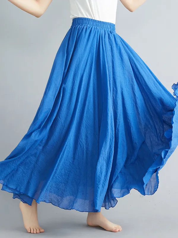 Slimming Elastic Waist A- Line Pleated Irregular Skirts