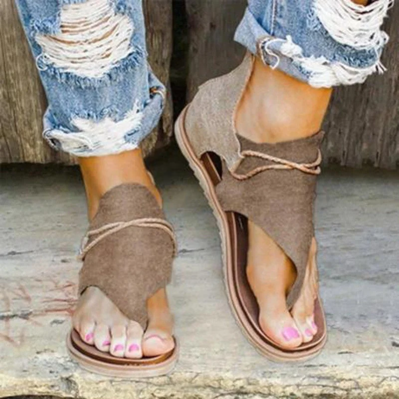 Roman Ladies Flat Zipper Sandals