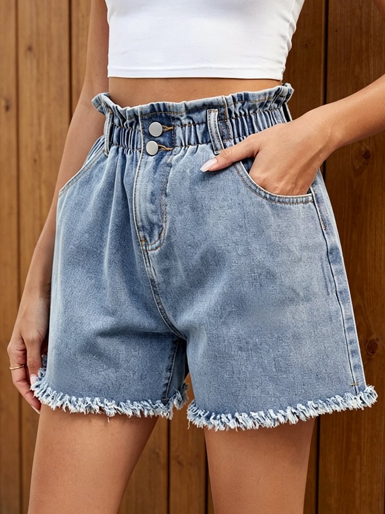 Women's Casual Washed Cotton Denim Shorts