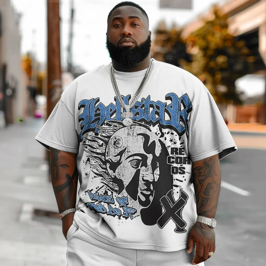 Men's Plus Size Street Hip Hop 2024 Hellstar Path To Paradise Graphic T-Shirt Shorts Set