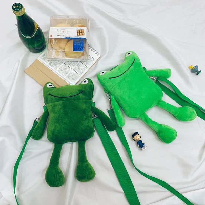 Women’s Small Cotton Plush Animal Cute Square Zipper Crossbody Bag