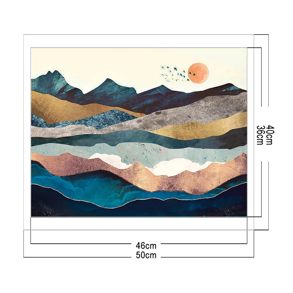 11CT Full Stamped Cross Stitch - Sunset Mountains(Canvas|40*50CM)