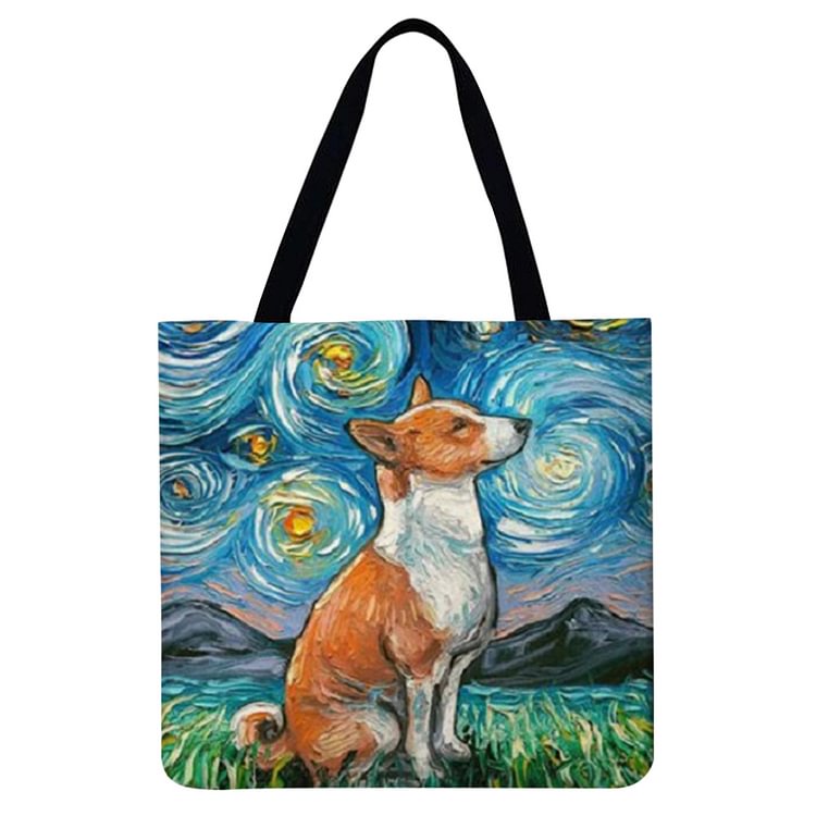Linen Tote Bag - Van Gogh/Starry Sky Animal Dog
