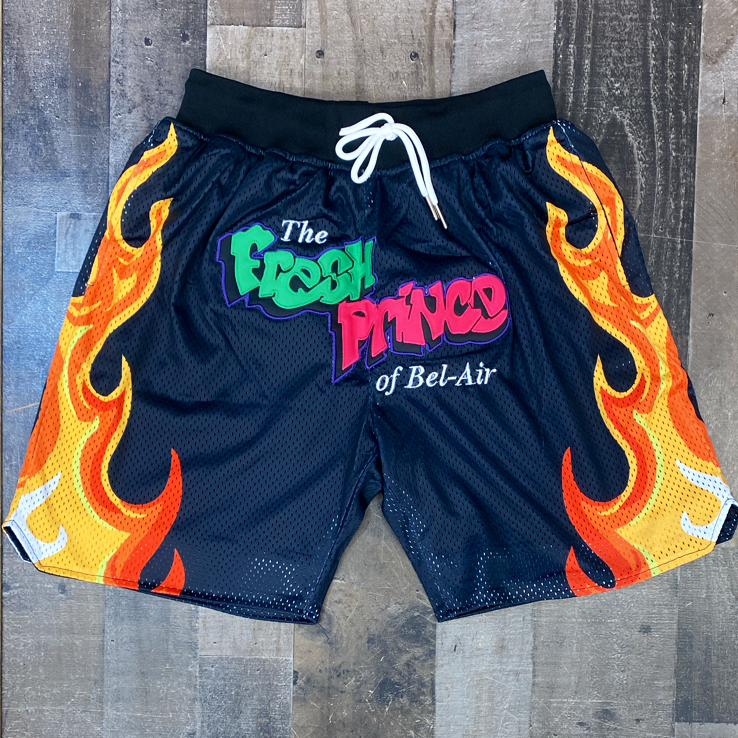  Flame print track shorts