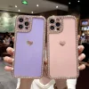 2023 Luxury Diamond Electroplating Love Heart Protective Case For iPhone
