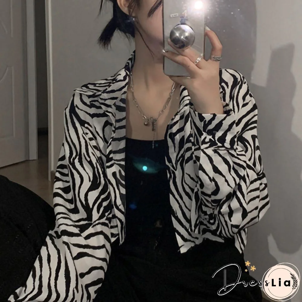 Striped Streetwear Korean Fashion Cropped Jackets Autumn Long Sleeve Turn Down Collar Bomber Jacket Womens Outwear