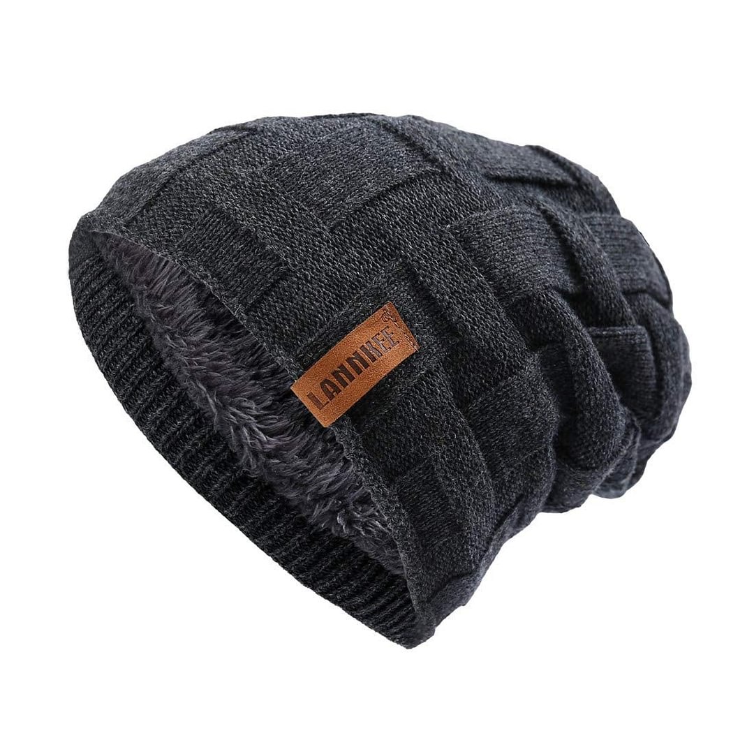 Winter Warm with Thick Fleece Lined Hats Knit Slouchy Thick Skull Ski Cap