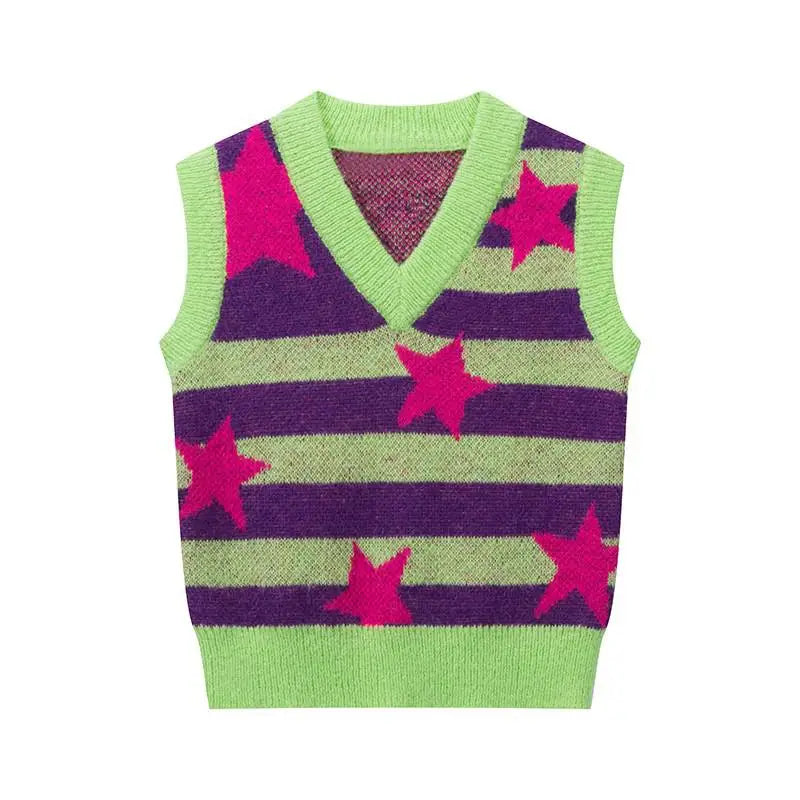 Aiertu Y2k Aesthetics Knitted Vest 2000s Harajuku Grunge Sweater Vest Korean Fashion E-girl Kawaii V-neck Jumper Fairycore Tops Aiertu