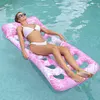 Inflatable Pool Float Lounger with Headrest PVC Air Mattress for Lake Beach