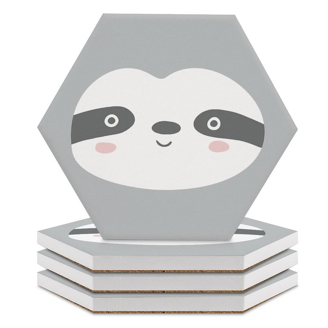 Raccoon Hexagon Ceramic Coasters