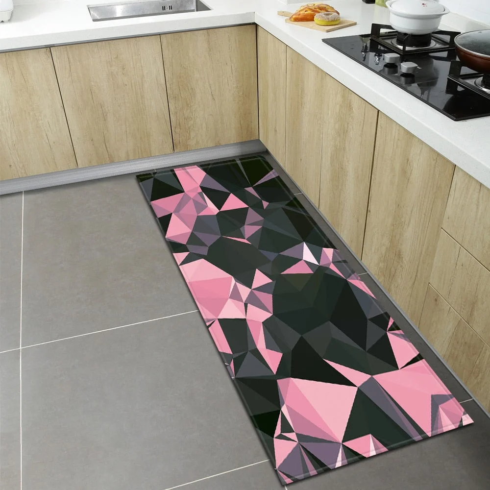Kitchen Floor Mat Home Entrance Doormat 3D Geometry Living Room Bedroom Decoration Carpet Hallway Balcony Bathroom Anti-Slip Rug
