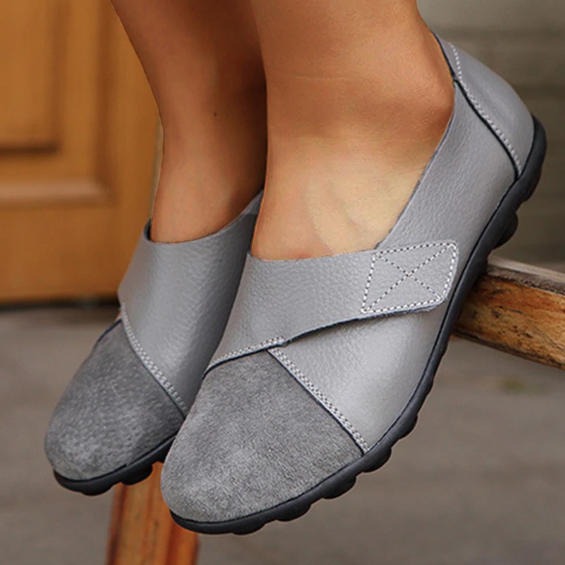 Women's Premium Leather Velcro Casual Flats
