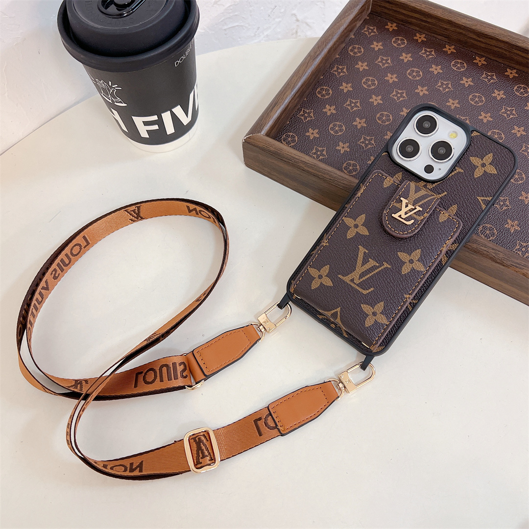 LV Elegant Canvas Leather Card Holder Gucci Ophidia GG Crossbody Apple iPhone Case