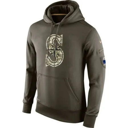 Men's Seattle Mariners  Olive Salute To Service KO Performance Hoodie