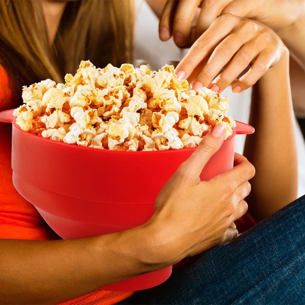 Foldable microwave popcorn bowl