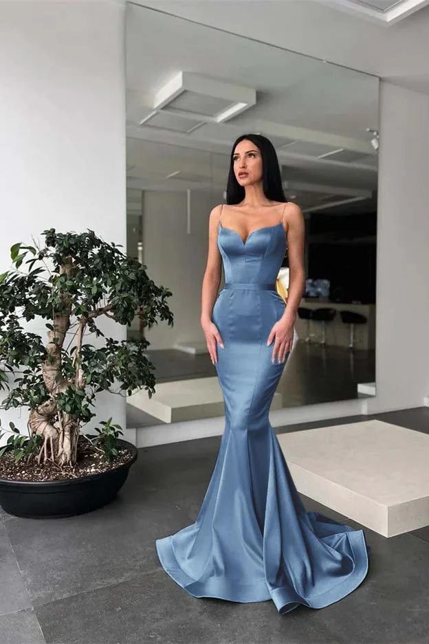 Daisda Long Mermaid Prom Dress Spaghetti-Straps