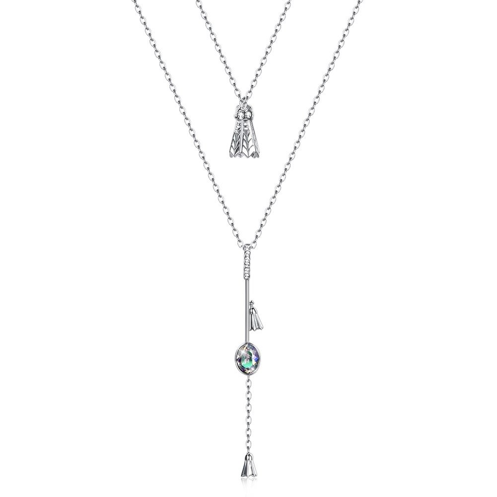 Stacked Badminton Irregular Pendant Necklace Crystal