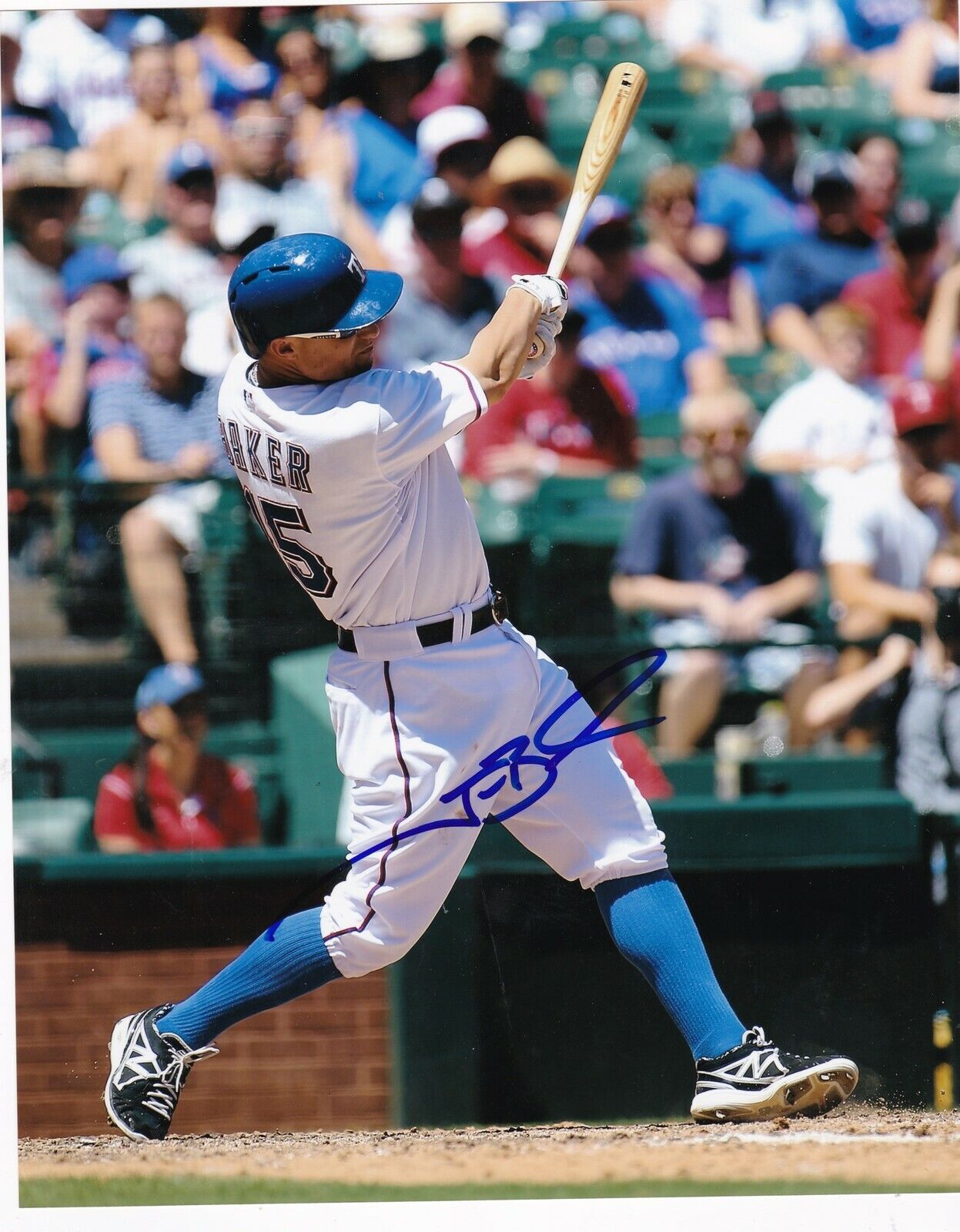 JEFF BAKER TEXAS RANGERS ACTION SIGNED 8x10