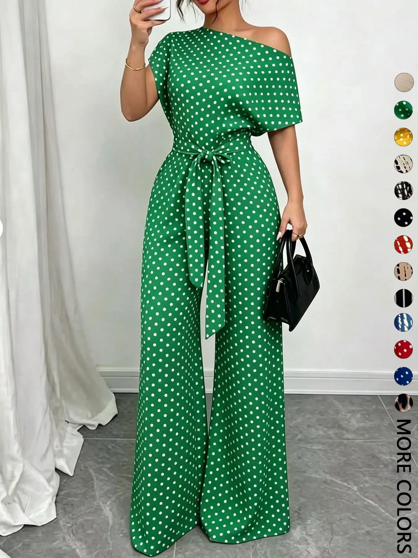 Women's All Over Print Leopard Tie Front Loose Jumpsuit, Casual Asymmetrical Neck Jumpsuit for Spring & Fall, Women's Clothes for Daily Wear Women's All Over Print Leopard Tie Front Loose Jumpsuit, Casual Asymmetrical Neck Jumpsuit for Spring & Fall, Women's Clothes for Daily Wear