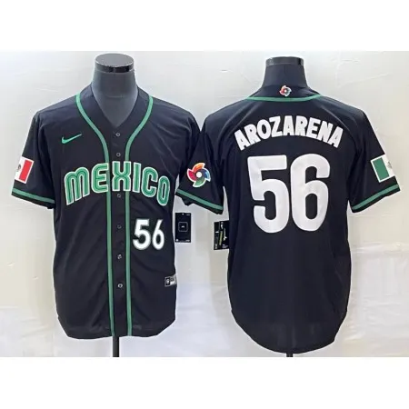 Men's Mexico Baseball #56 Randy Arozarena 2023 Black World Baseball Classic Stitched Jersey X838