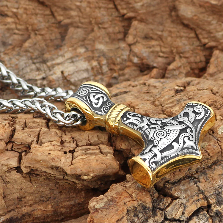 Coutureaura Thor's Hammer Stainless Steel Pendant Necklace