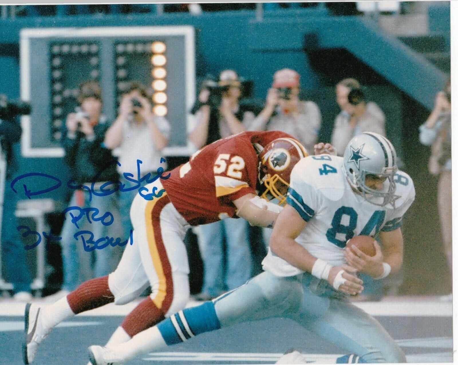 DOUG COSBIE DALLAS COWBOYS 3 X PRO BOWL ACTION SIGNED 8x10 Photo Poster painting