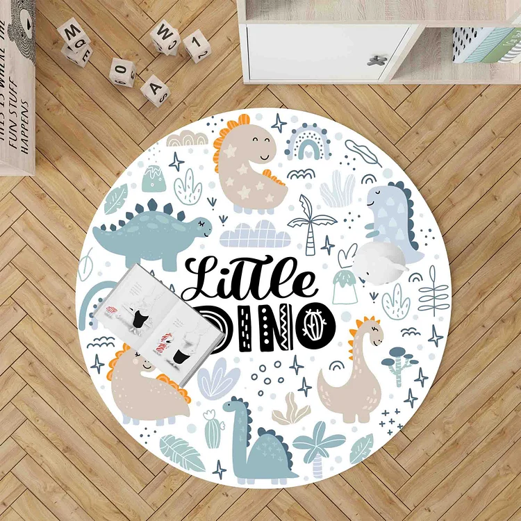 Personalized Boy Kids Dinosaur Round Rug|R114