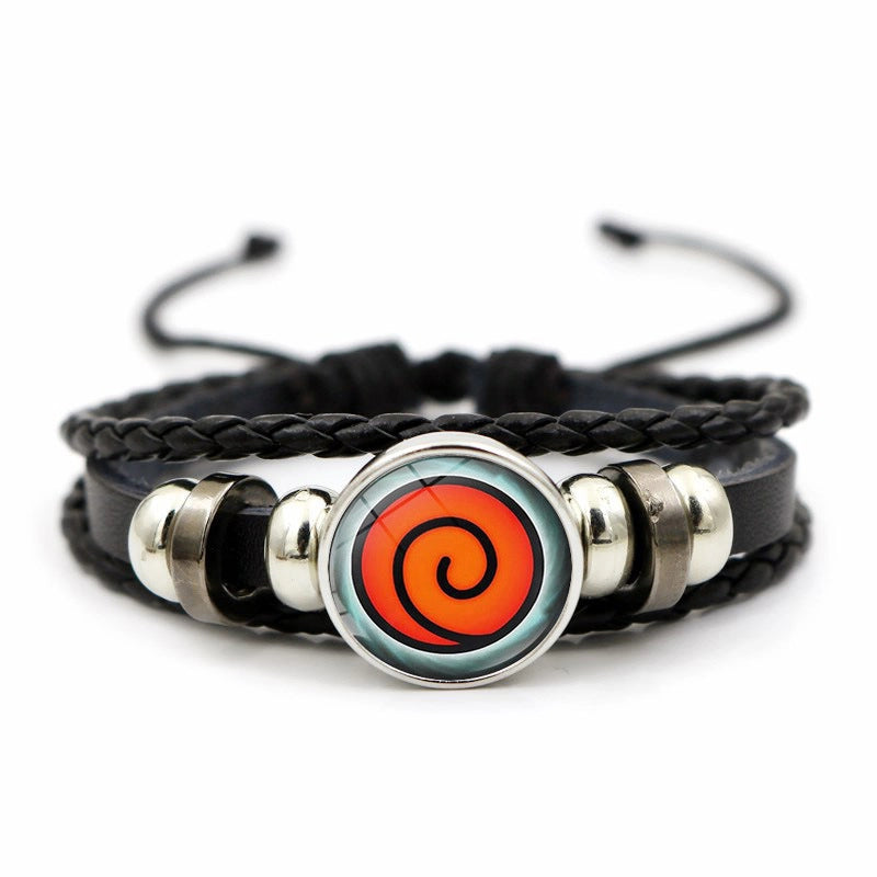 Naruto Sharingan Leather Bracelet For Men And Women Students Woven Bracelet Animation Kaleidoscope Hand Jewelry