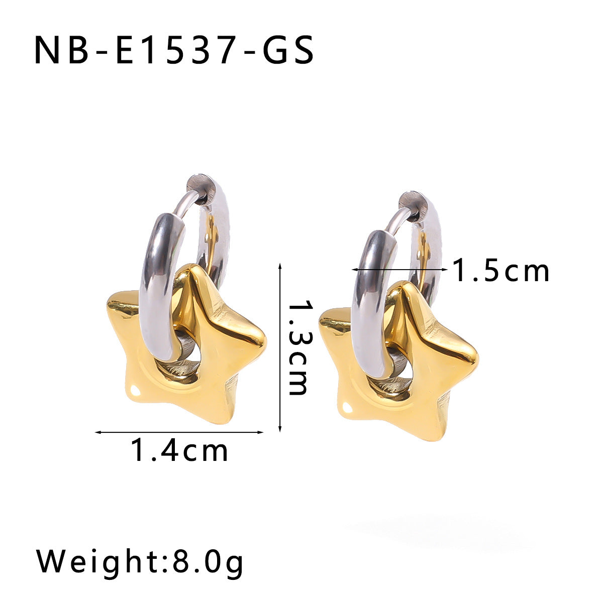 Stainless Steel Earrings For Women Love Heart Flower Crescent Geometric Pendant Earrings Titanium Steel Gold Steel Color Matching Earrings