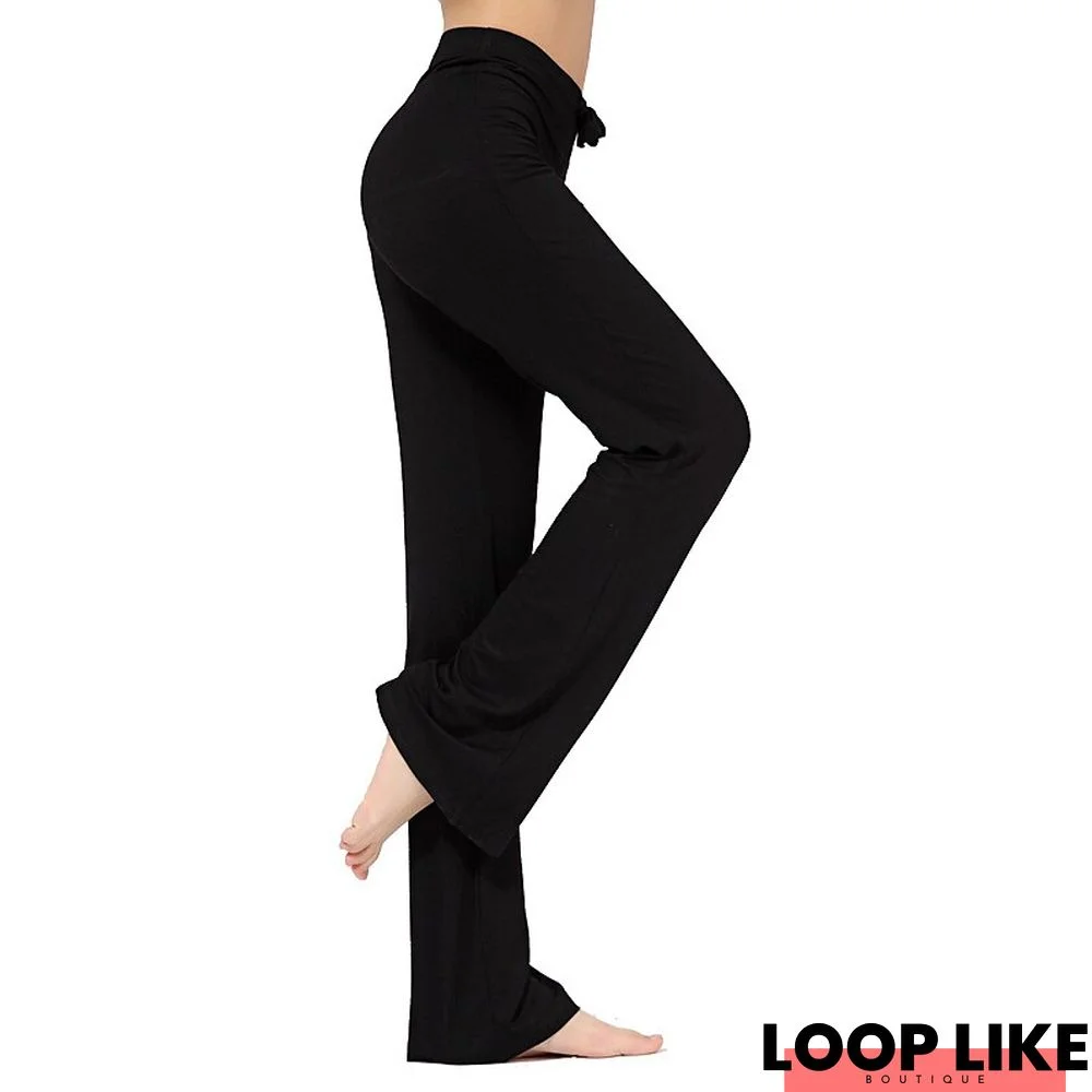 Women's Yoga Pants Drawstring Flare Leg Breathable Quick Dry Moisture Wicking Zumba Yoga Fitness Bottoms White Black Green Modal Plus Size Sports Activewear Stretchy Loose Fit  Street Casual