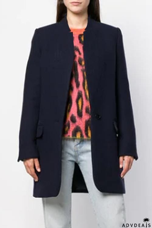 High Collar Button Pocket Coat