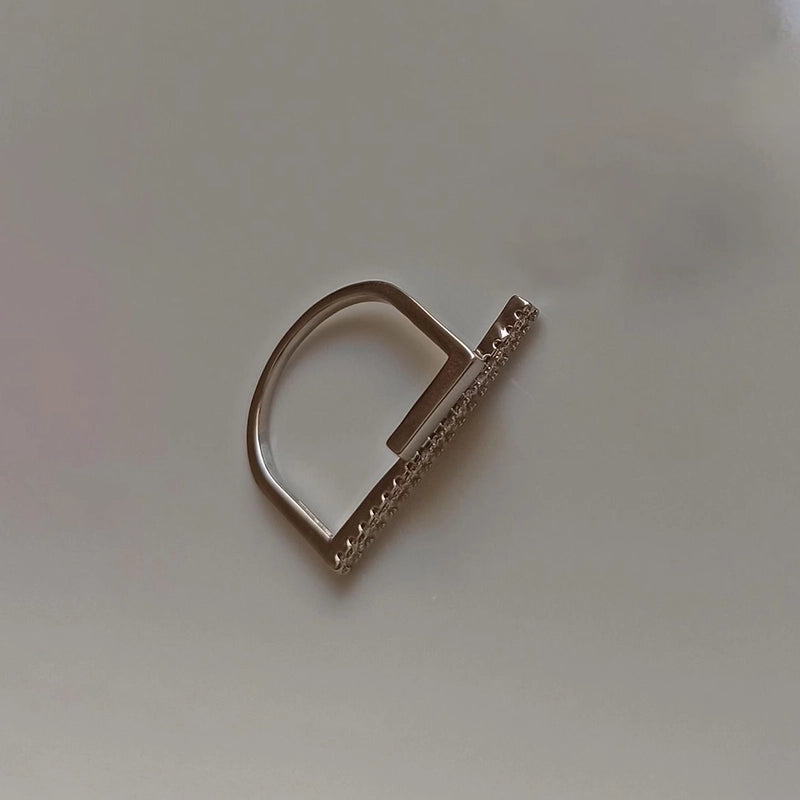 Minimalist Solid Color Copper Plating Inlay White Gold Plated Rhinestones Open Rings