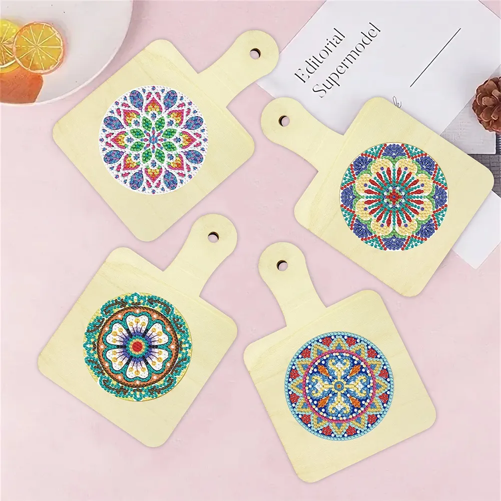 4Pcs Mandala DIY Diamond Painting Placemats Rhinestone Table Mats for Adults