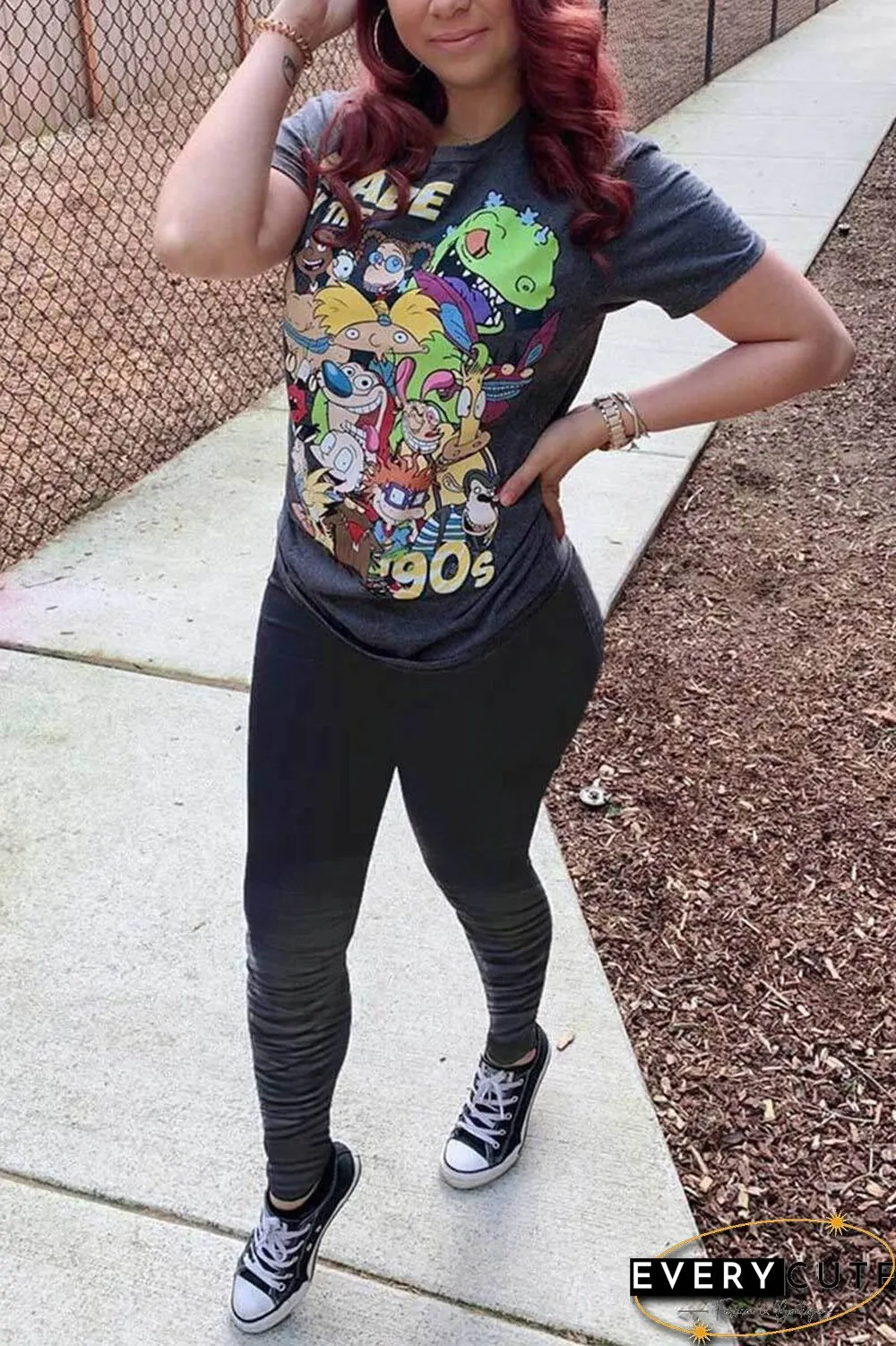Fashion Cartoon Printed Casual Set