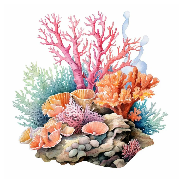 Underwater World Coral Fish 14CT Stamped Cross Stitch 40*40CM