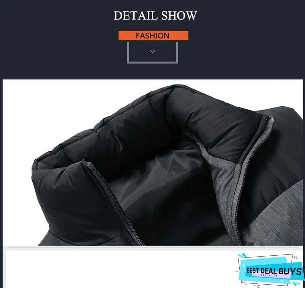 Men Down Vest Men's Warm Thick Coats Jacket and Coats Zipper Multiple Pockets Casual Vests Sleeveless Jacket