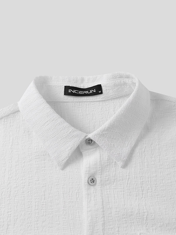 Aonga - Mens Bubble Texture Long Sleeve ShirtsJ aonga