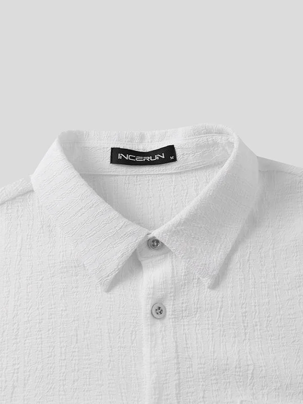 Aonga - Mens Bubble Texture Long Sleeve ShirtsJ aonga