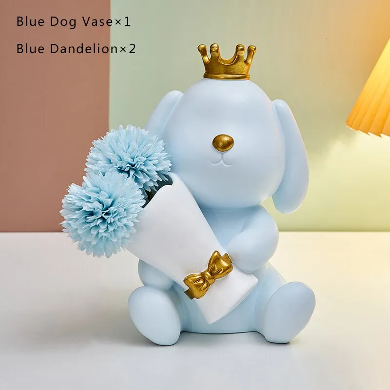 Nordic Decorative Vase Creative Crown Puppy Mini Vase Dried Flowers for Decoration Wedding Centerpiece Home Decor Modern Gift
