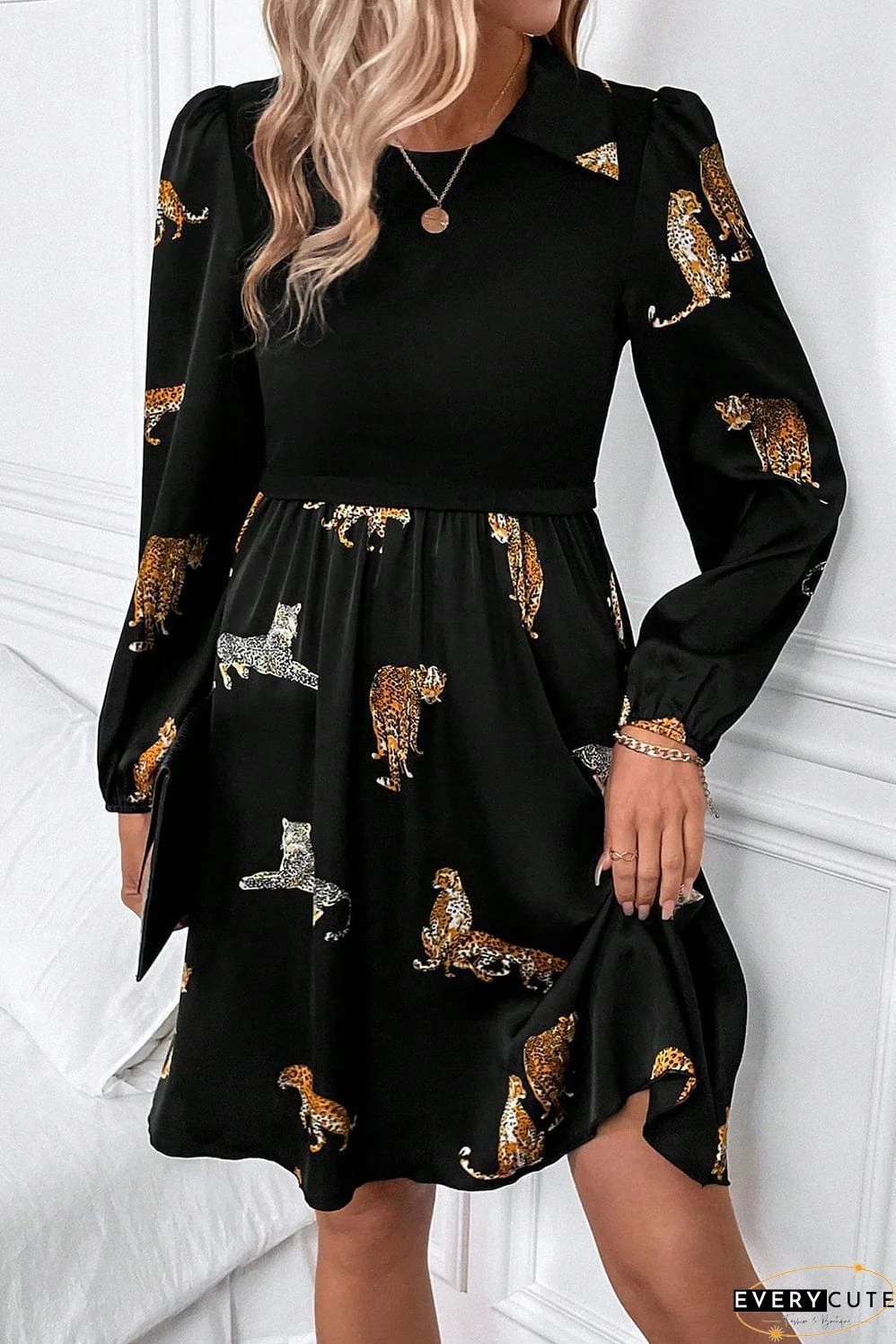 Leopard Print Swing Dress with Elegant Style