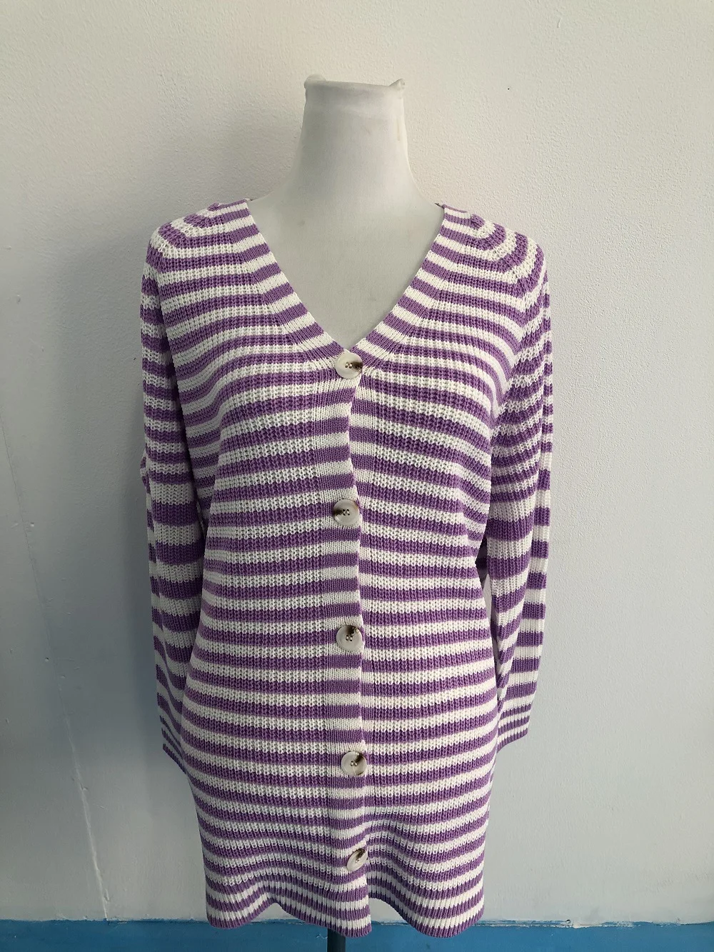 Wongn Wongn Women's Knit Cardigan Button Loose Sweater Long Sleeve Striped Fashion Women's Autumn And Winter Coat Outside