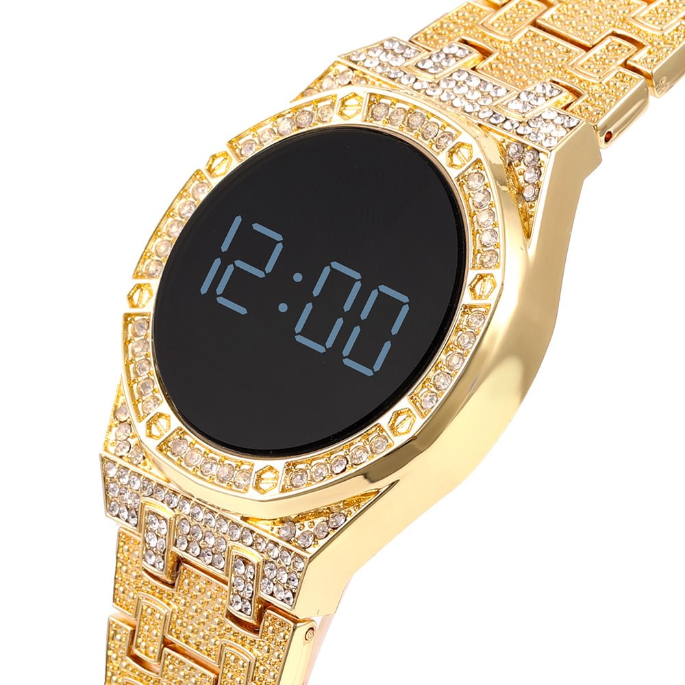 Iced Out Quartz LED Date Men Watches Jewelry-VESSFUL