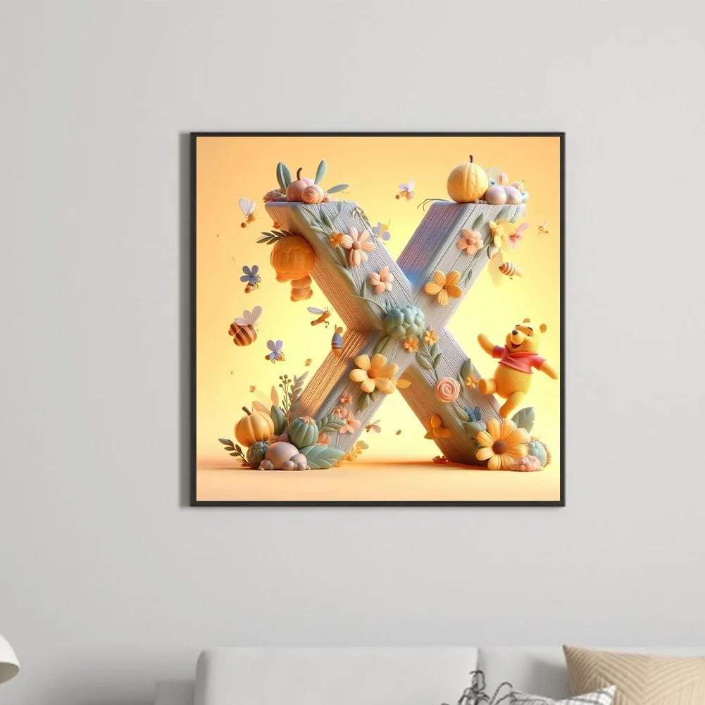 Full Round Diamond Painting 30*30cm - Winnie The Pooh'S 26 Letters X