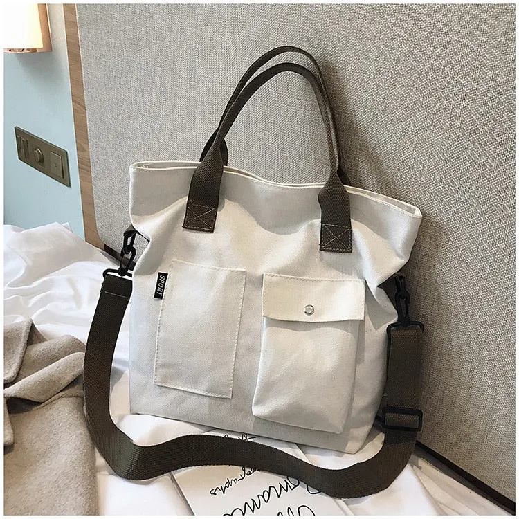 2020 New Fashion Women Bag Tote Canvas Bag Korean Version of The Female Bag Simple One-shoulder Diagonal Bag Handbag Bag