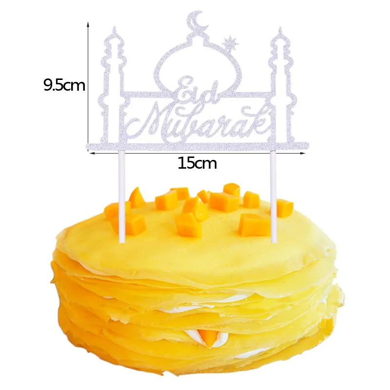 Gold Silver Glitter Eid Mubarak Cupcake Toppers EID Ramadan Festival Bunting Islamic Muslim Mubarak Party Decoration