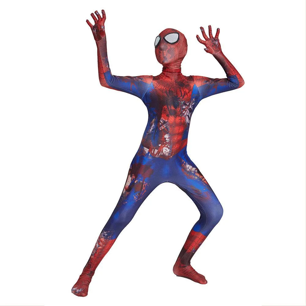 Kids Spiderman Cosplay Costume Bodysuit Suit Costume Zentai Jumpsuit Skull Spider-Man Halloween Party Costume