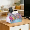 (24cm)Purple Rainbow Butterfly 24cm DIY Diamond Painting Rhinestones Decorative Tissue Box Reusable Crystal Mosaic PU Tissue Holder for Home Car Desk Decoration Craft
